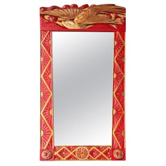 Italian Art Nouveau Red Gold Jugend Trumeau Mirror, early 1900s
