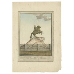 Grabado de la estatua de bronce del jinete de Pedro el Grande, San Petersburgo, 1890