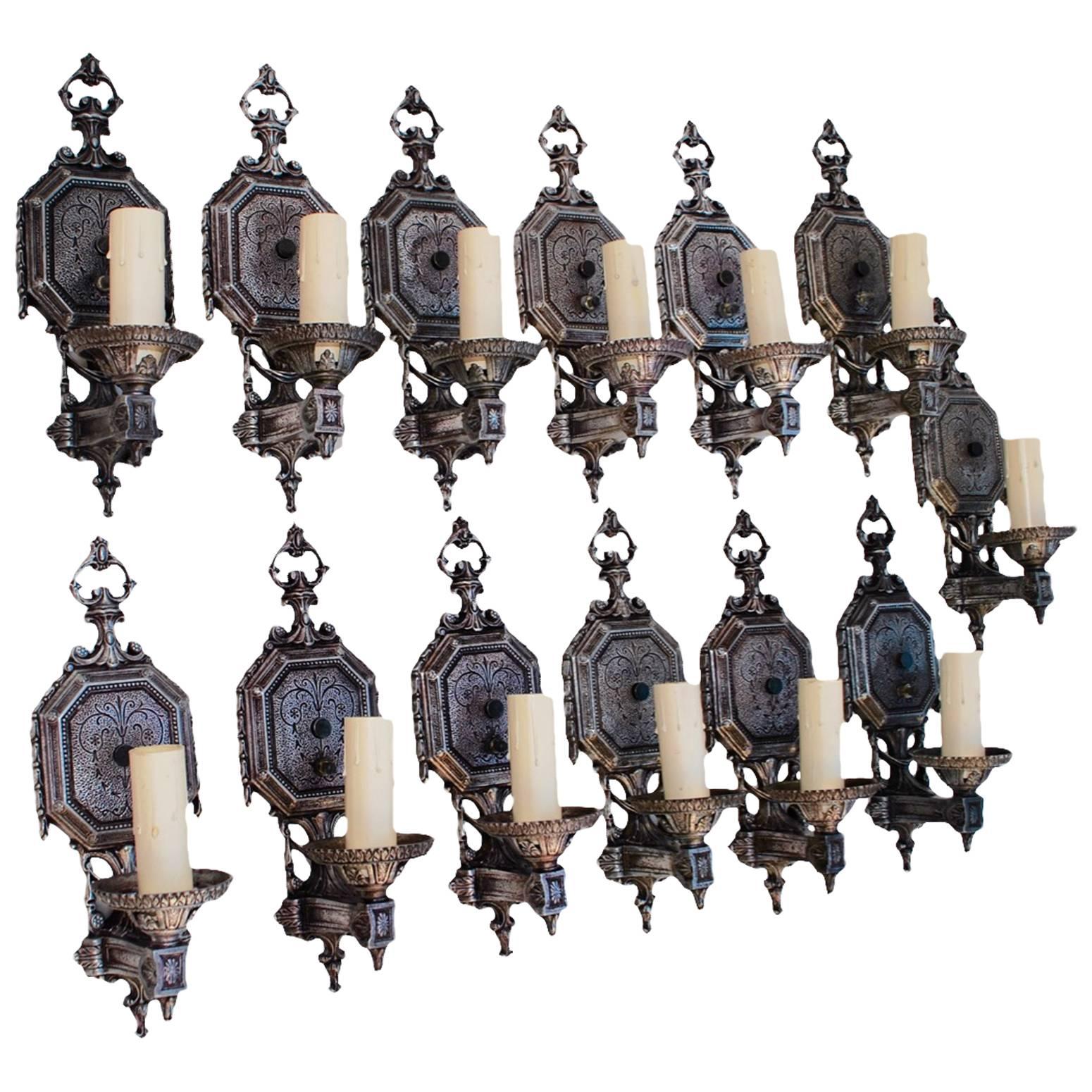 Rare Set of Thirteen 1920 Sconces ( six are sold ) For Sale