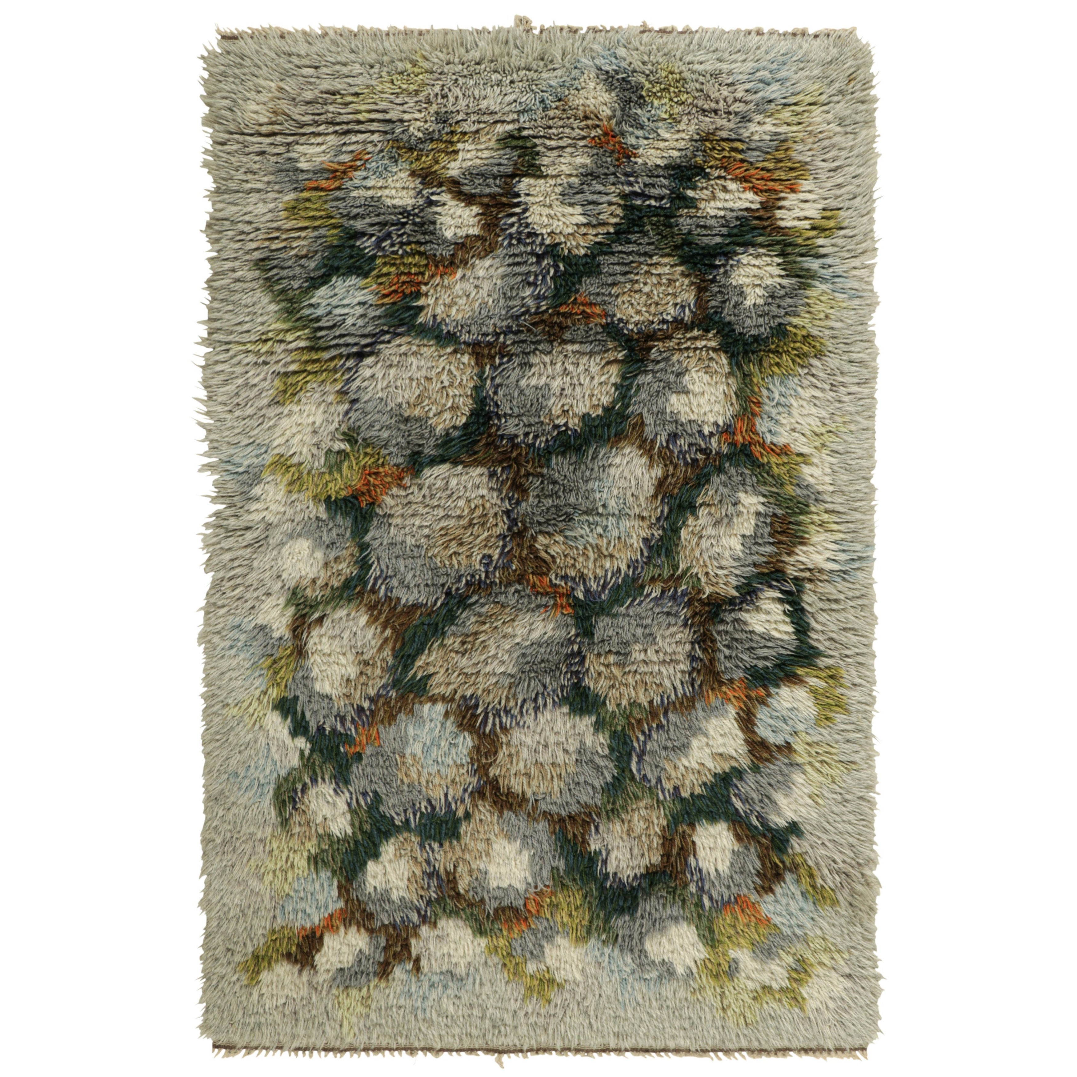 Vintage Swedish Rug with Polychromatic Geometric Pattern  Rug & Kilim