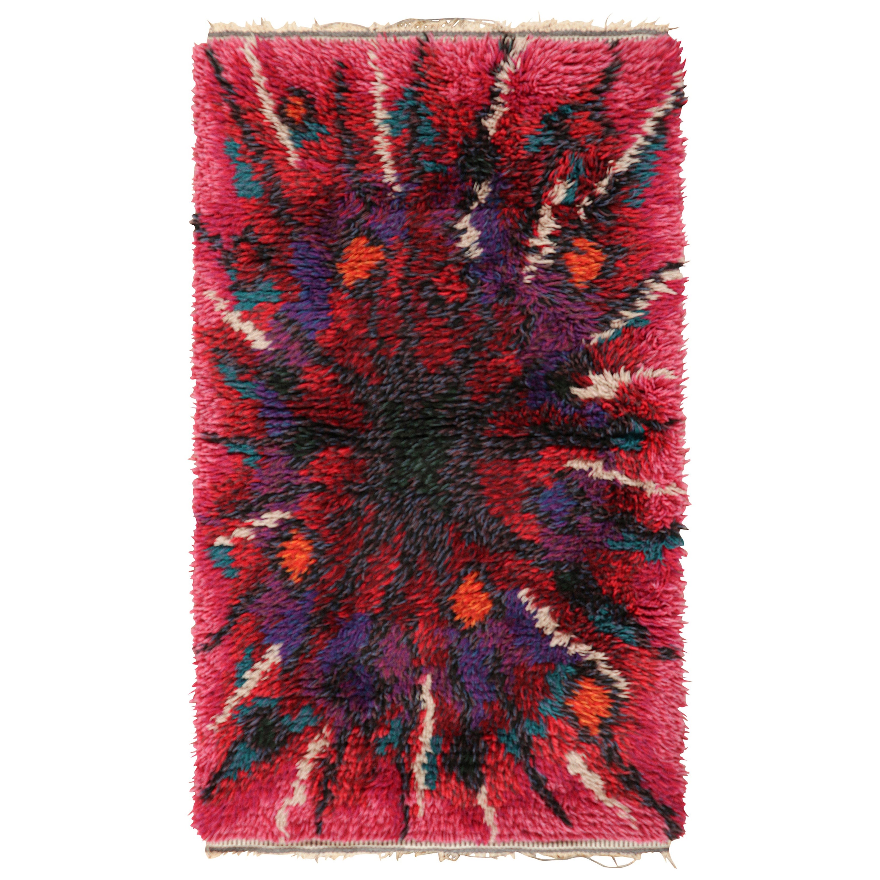 Vintage Swedish Rug with Polychromatic Abstract Pattern  Rug & Kilim