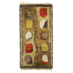 Tappeto svedese vintage in rosso e verde con motivo geometrico  Rug & Kilim
