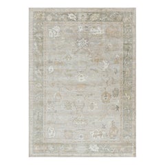Rug & Kilim’s Oushak Style Rug in Ivory and Green with Floral Patterns