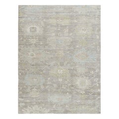 Rug & Kilim’s Oushak Style Rug in Beige and Green with Floral Patterns