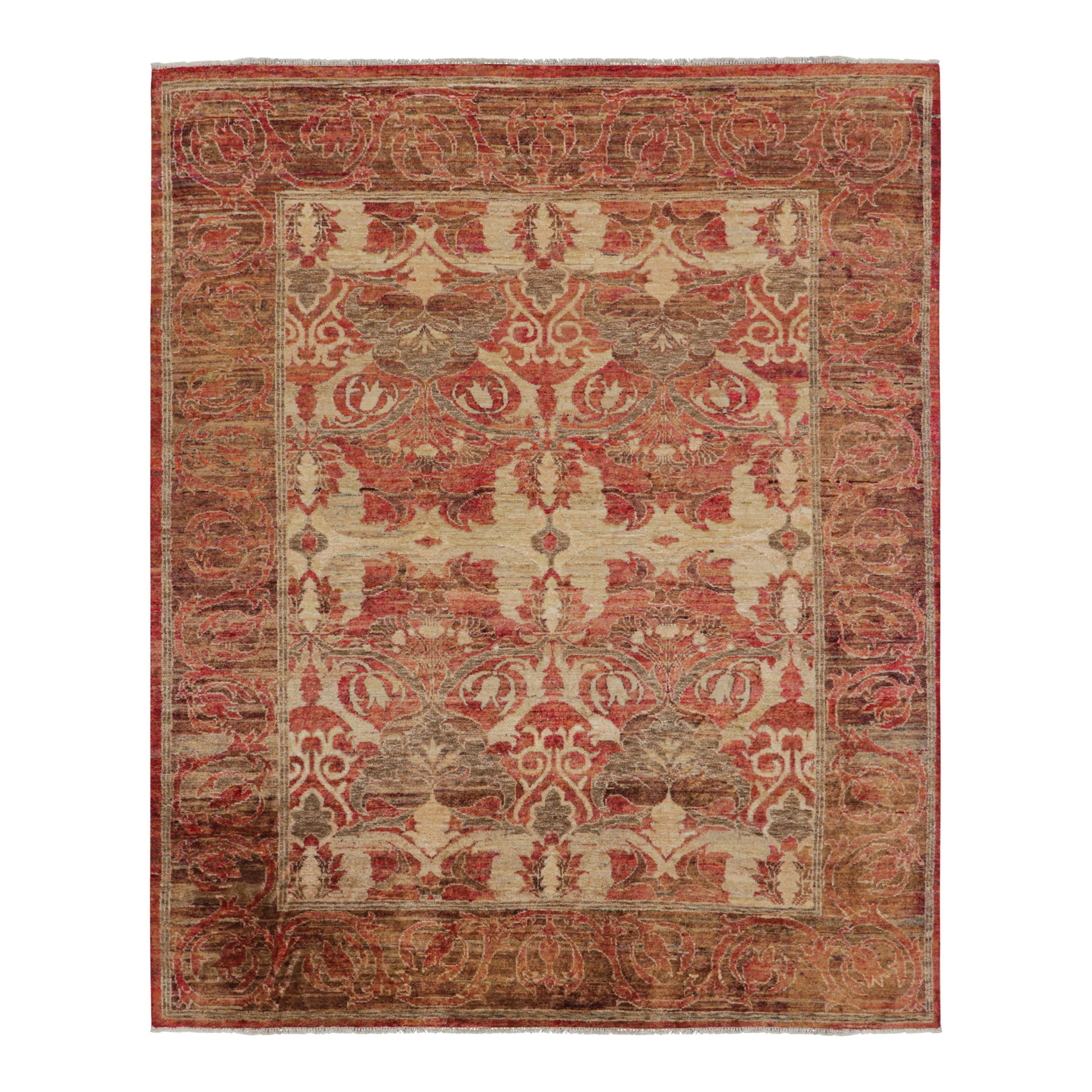 Rug & Kilim's Polonaise Style Rug in Red with Beige-Brown Floral Patterns