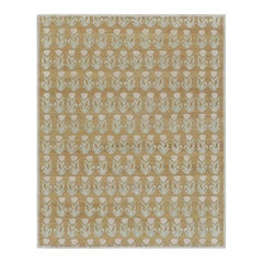 Rug & Kilim’s Block Print Rug Design with Pink and Green Floral Patterns