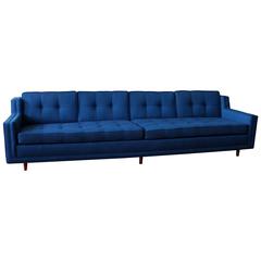 Blue Mid-Century Modern Low Slung Nemschoff Sofa