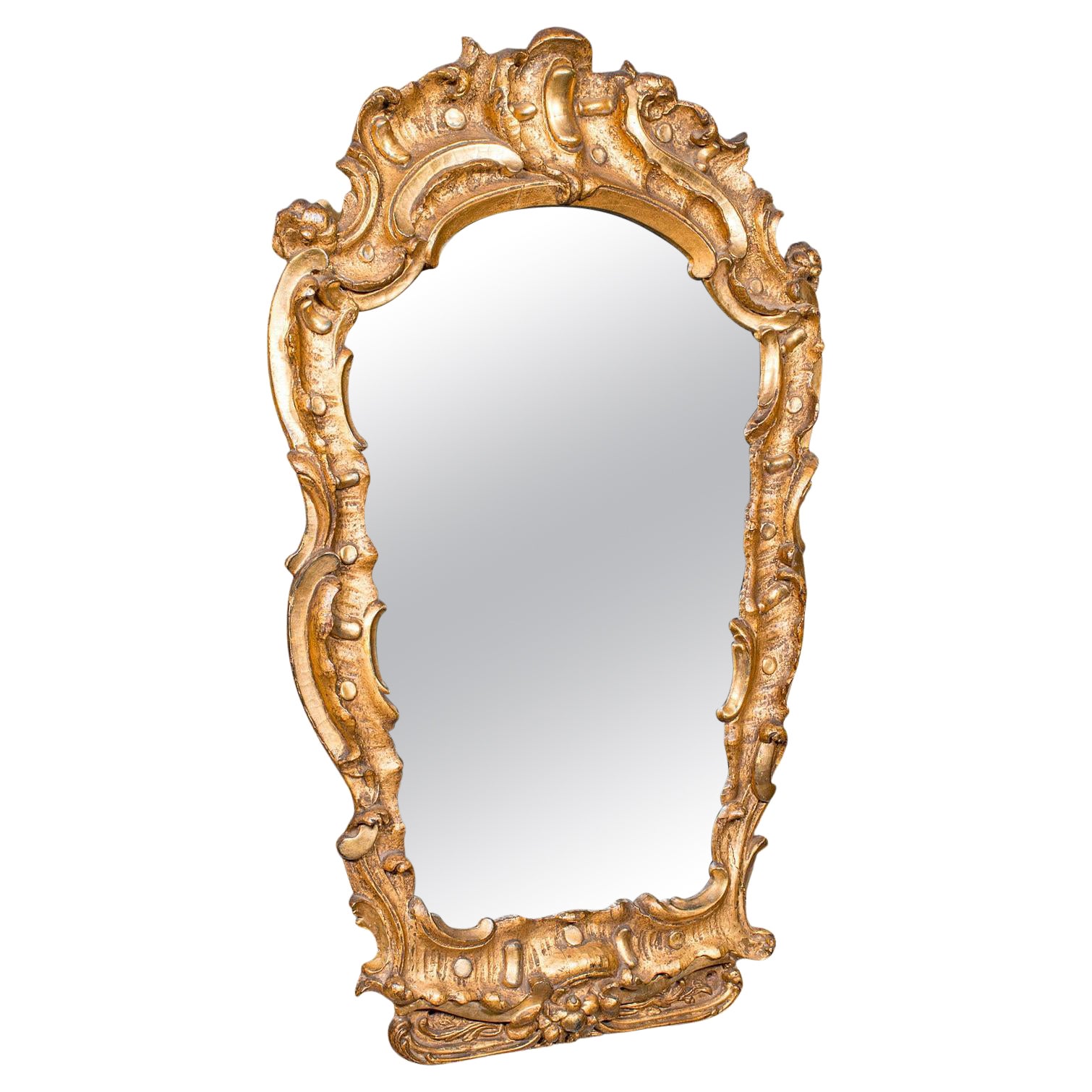 Antique Hall Mirror, French, Gilt Gesso, Ornate, Baroque Taste, Victorian, 1850