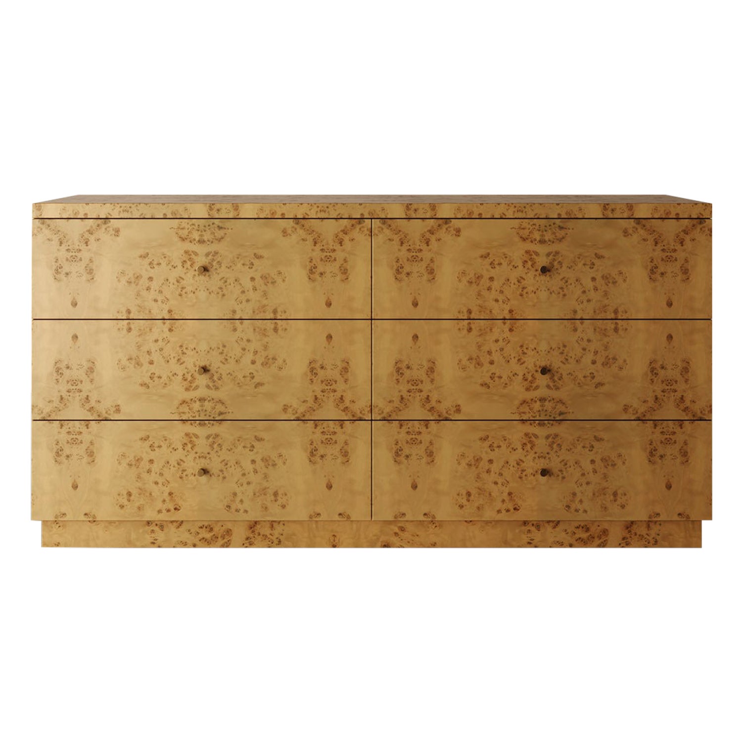 "Avenir 6-Drawer Dresser" Natural Mappa Burl Cabinet by Christiane Lemieux For Sale