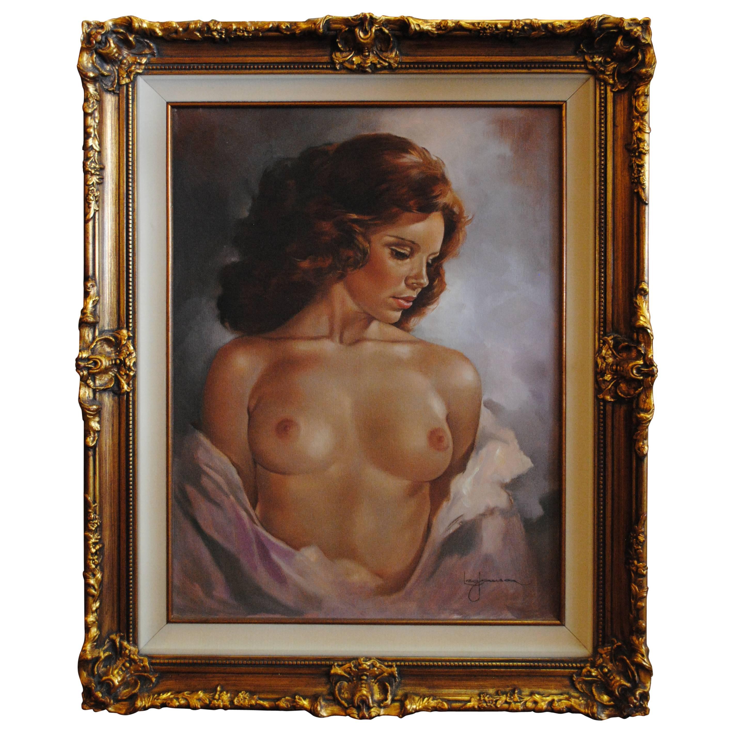 Leo Jansen Nude Oil on Canvas Original Painting For Sale