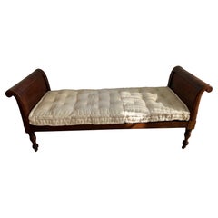 Early 20th Century French Mahogany Directoire Rolled Arm Daybed
