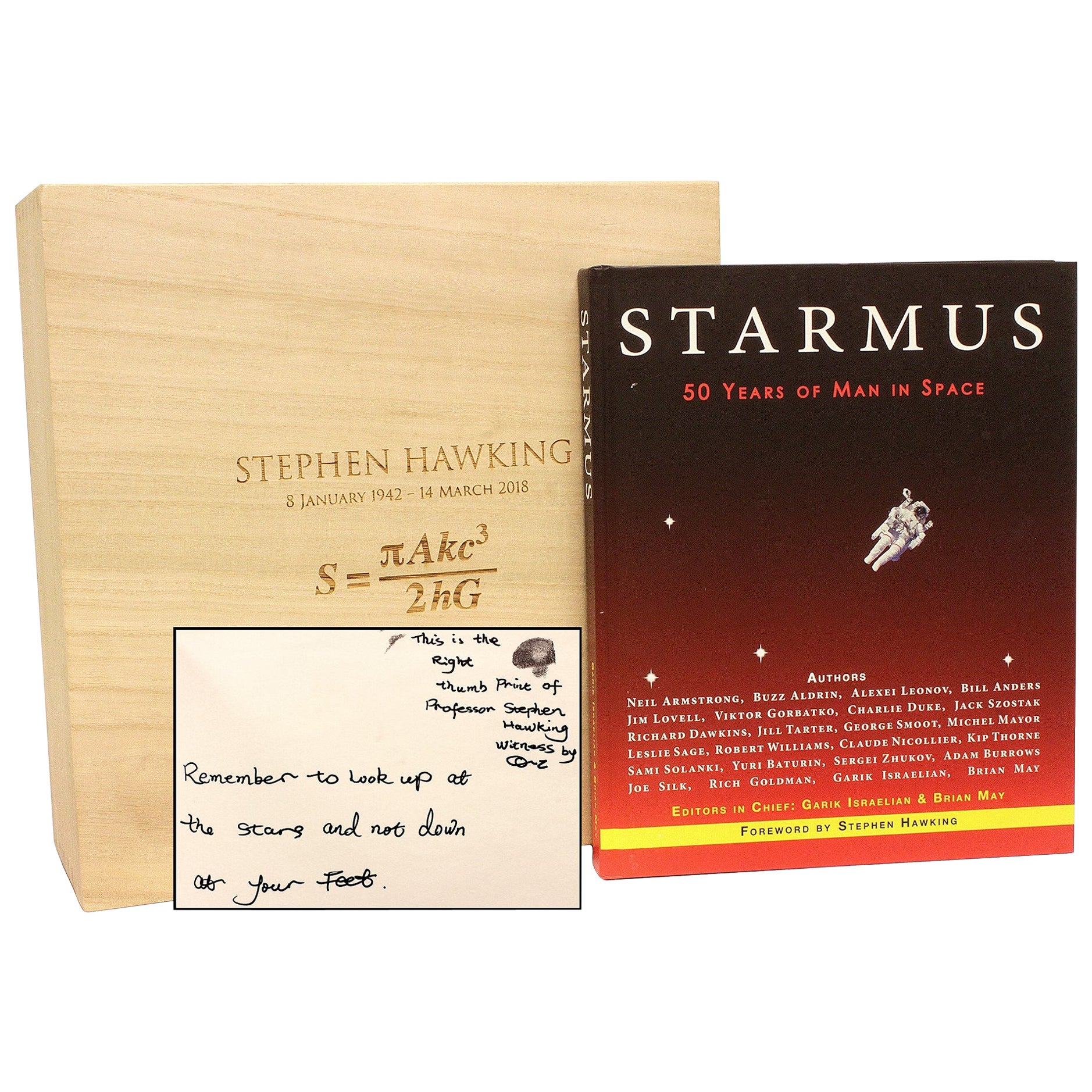 Stephen HAWKING. Starmus. 50 Years of Man in Space - HAWKING THUMB PRINT SIGNED!