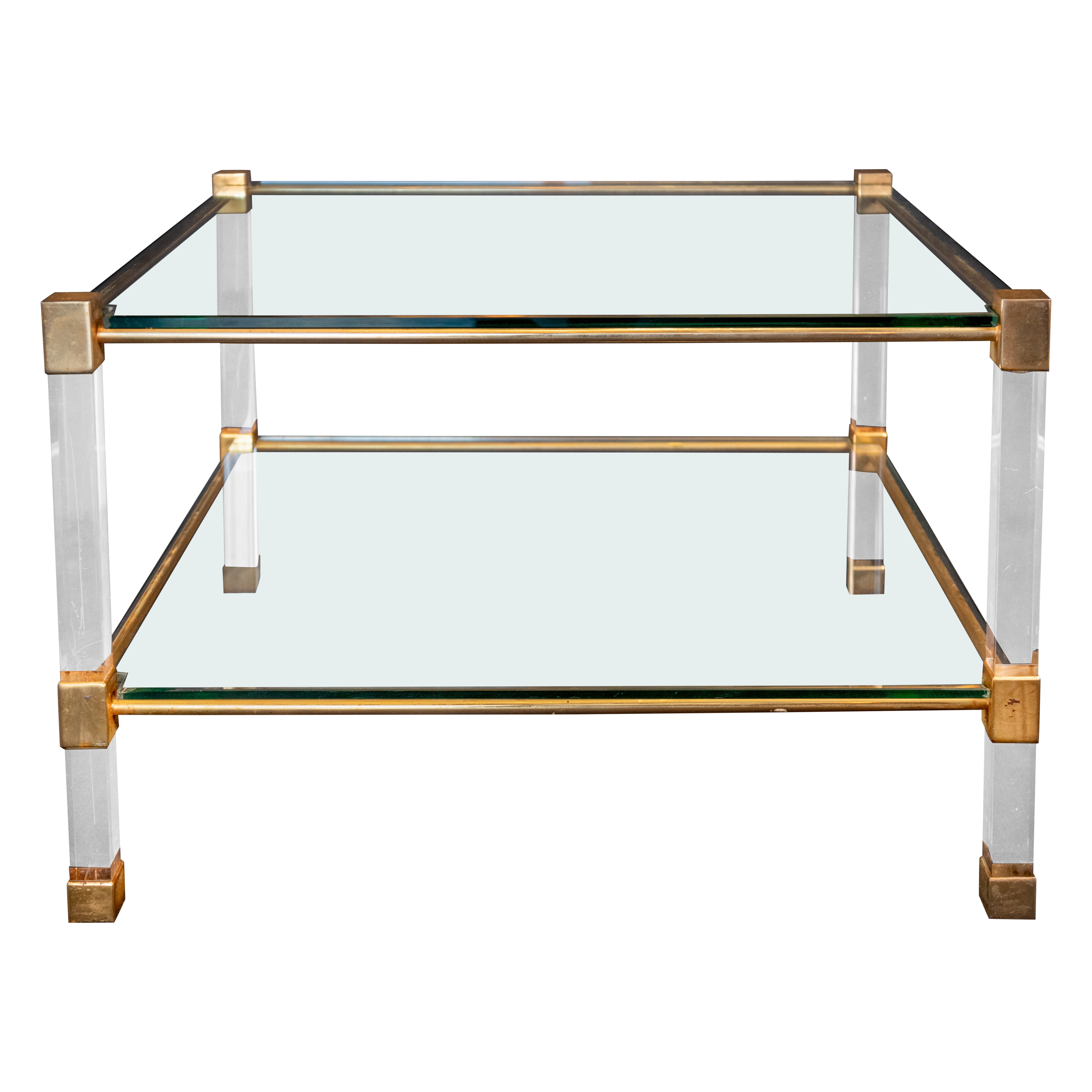 Tavolino da caffè di metà secolo in lucite e vetro