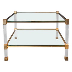 Couchtisch aus Lucit und Glas aus der Mitte des Jahrhunderts