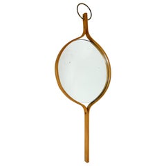Hans Agne Jakobsson Mirror Beech Wood & Brass Sweden 1950s