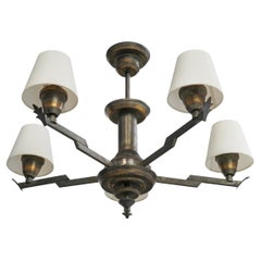 Designer austriaco, lampadario, ottone, tessuto, Austria, anni '1920