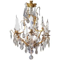 French Maison Baccarat Louis XVI Style Ormolu and Crystal Small Chandelier