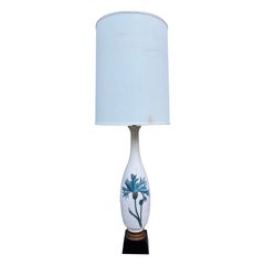 Massive Ceramic Marbro Lamp with Thistle Painting
