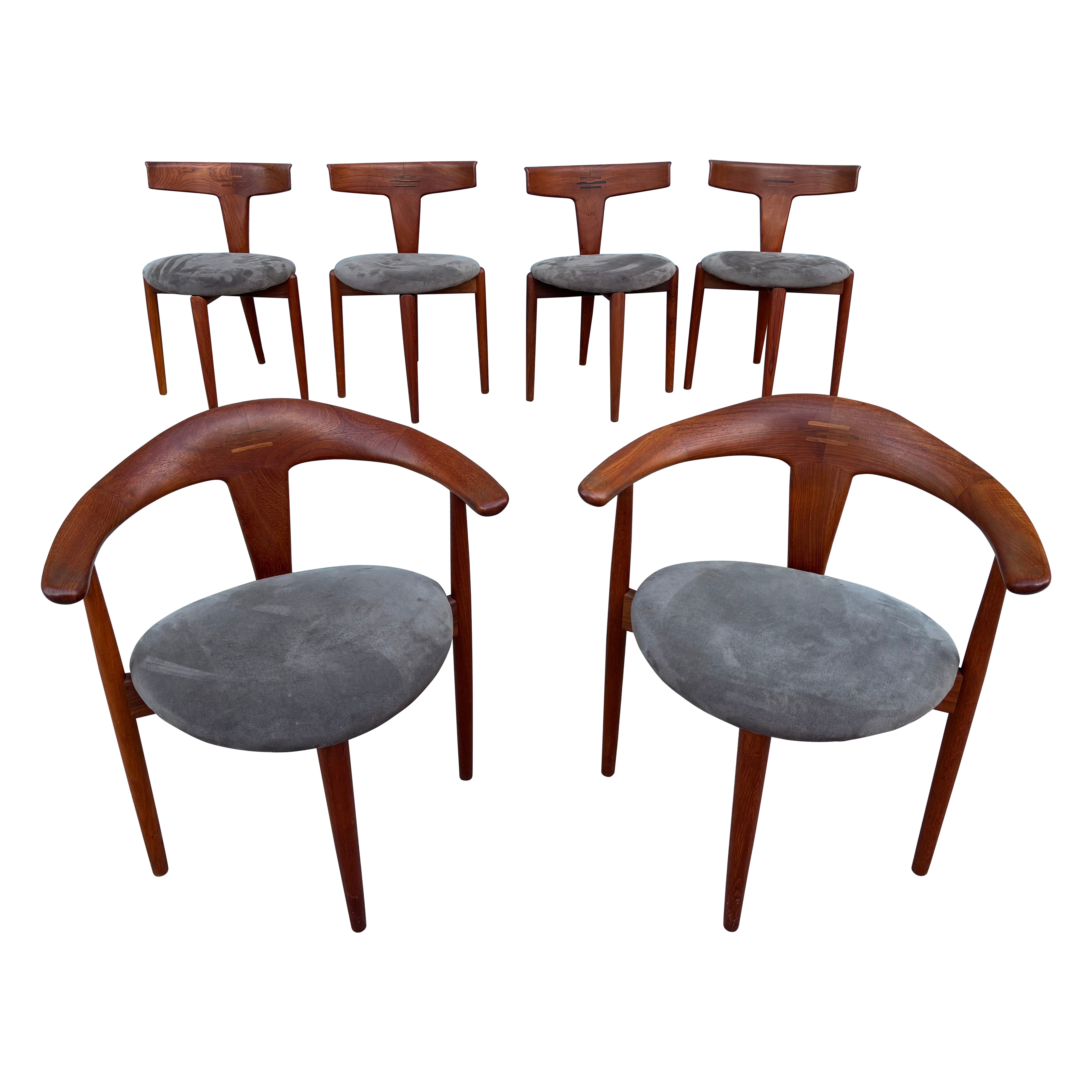 Set di 6 sedie da pranzo in teak Moreddi in vendita