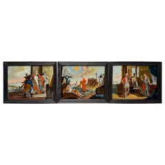 Set of 3, 19th Century Allegorical Reverse Glass Paintings