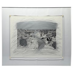 Rick Dingus "Oleoducto Navajo" Grafito sobre fotografía C. 1980 Firmado