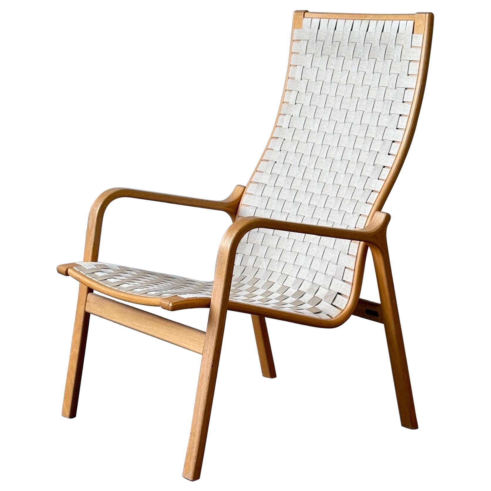 Scandinavia Bentwood Woven Lounge Chair For Sale