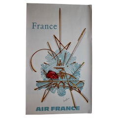 Georges Mathieu, Original Vintage Airline Poster, Air France Tour Eiffel, 1967