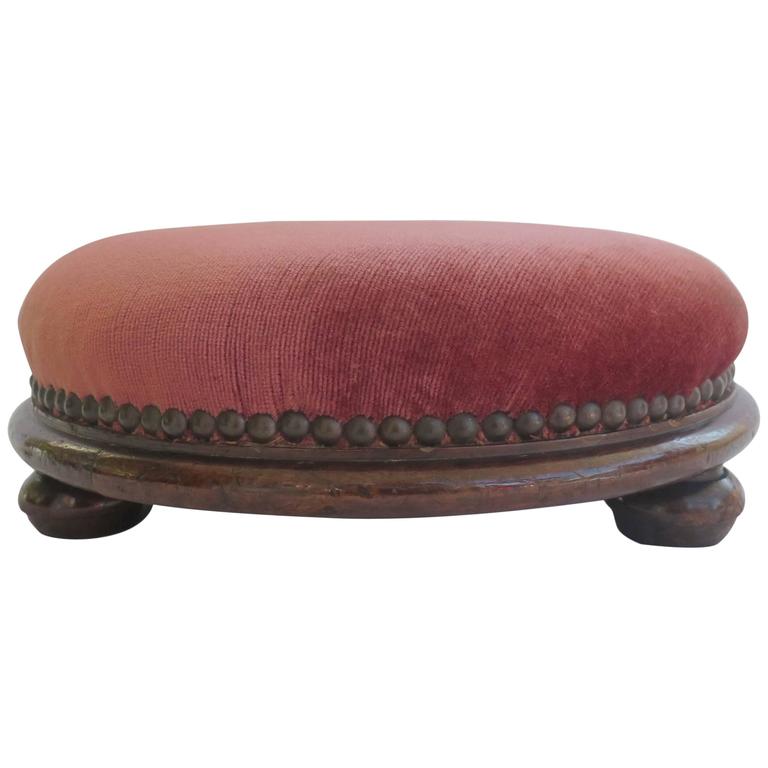 Mid Victorian, FOOT STOOL, Walnut, Bun Feet, English, circa 1850 at 1stDibs