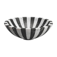 New Modern Bowl in White and Black Marble, rotating, Designer Jacopo Simonetti