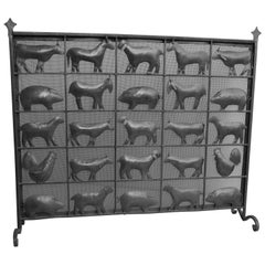 Wrought Iron Animal Fire Screen by Atelier Marolles, France, 1955