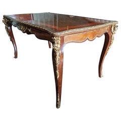French table floral marquetry and bronzes Louis XV style