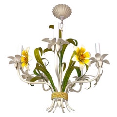 Vintage Italian Floral Tole Chandelier