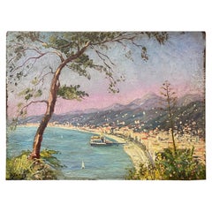 Oil on Panel City of Nice, the Casino Signed Journay 1930 France