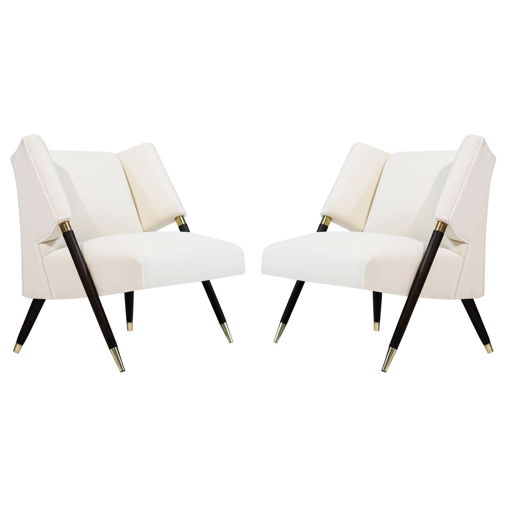 Set of Lounge Chairs by Karpen of California in Mohair, C. 1950s