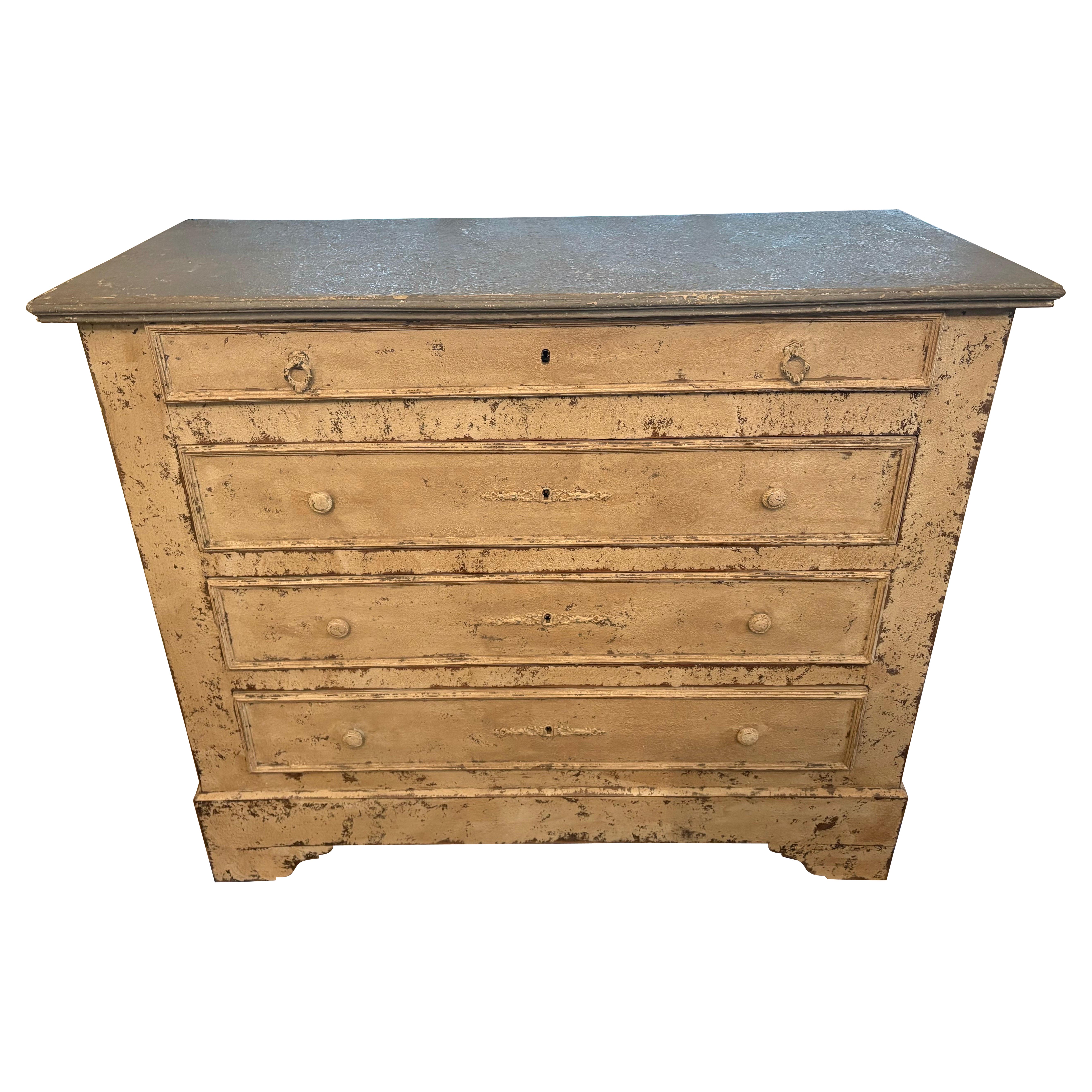 19th century French 4 drawer painted chest