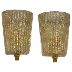 Pair of Modern Gold "Granola" Murano Glass Shell Form Sconces