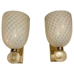 Modern Cone Form Murano Glass and Brass Sconces