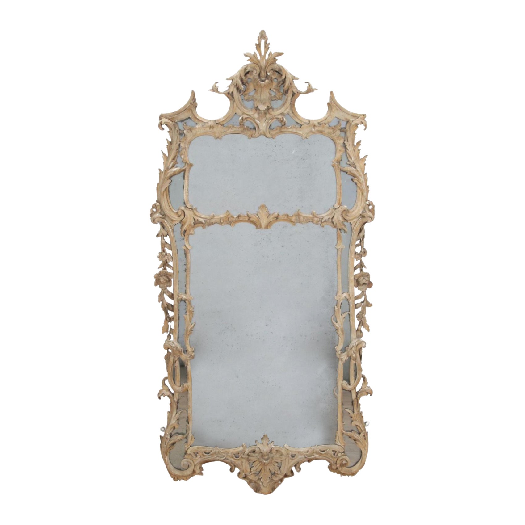 George II Painted Mirror in the Style of Matthias Lock For Sale