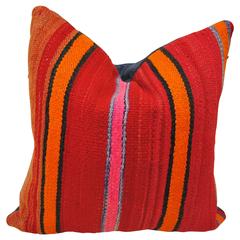 Custom Pillow Cut from a Vintage Hand-Loomed Wool Moroccan Berber Rug