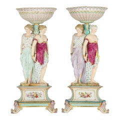 Pair of Very Large German Porcelain Figural Centrepieces