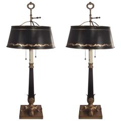 Pair of Chapman Charles X Style Cast Brass Lamps
