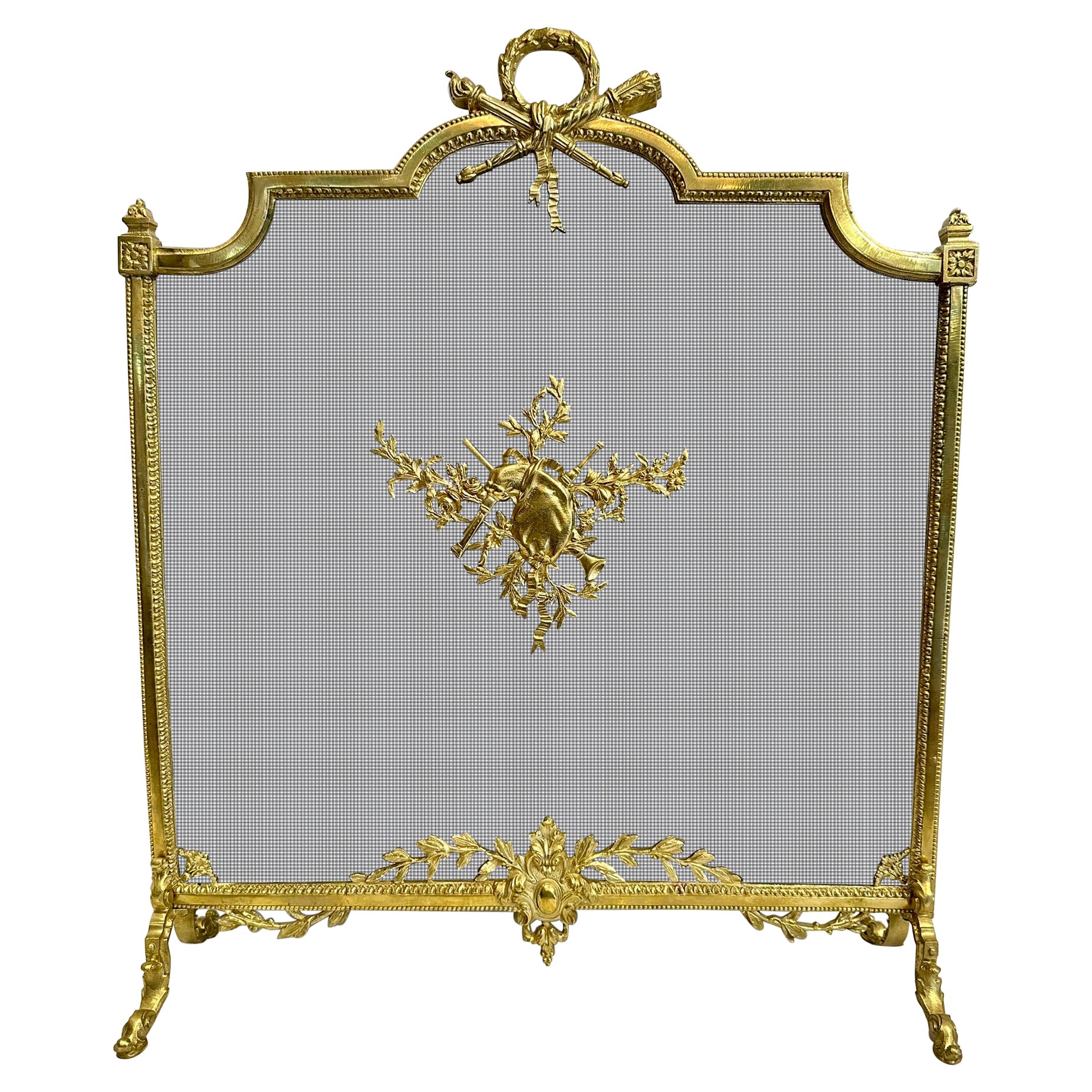 Antique French Bronze D'Ore Fire Screen, Circa 1875-1895.