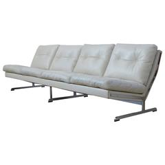 White Leather Loose Cushion Sofa by Poul Nørreklit
