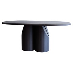 Handcrafted Blackened Oak Barrow Dining Table 96"L by Mary Ratcliffe Studio