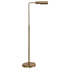 Midcentury Brass Adjustable Pharmacy Floor Lamp by Casella