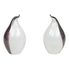Midcentury Pair of Table Lamp in Murano Glass Shape of Penguin, Italy 1970s