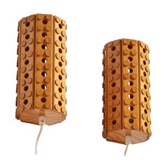 Schwedischer Designer, Wall Lights, Kiefer, Schweden, 1970er