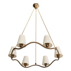 Hugo Gorge, Chandelier, Brass, Fabric, Austria, 1930s