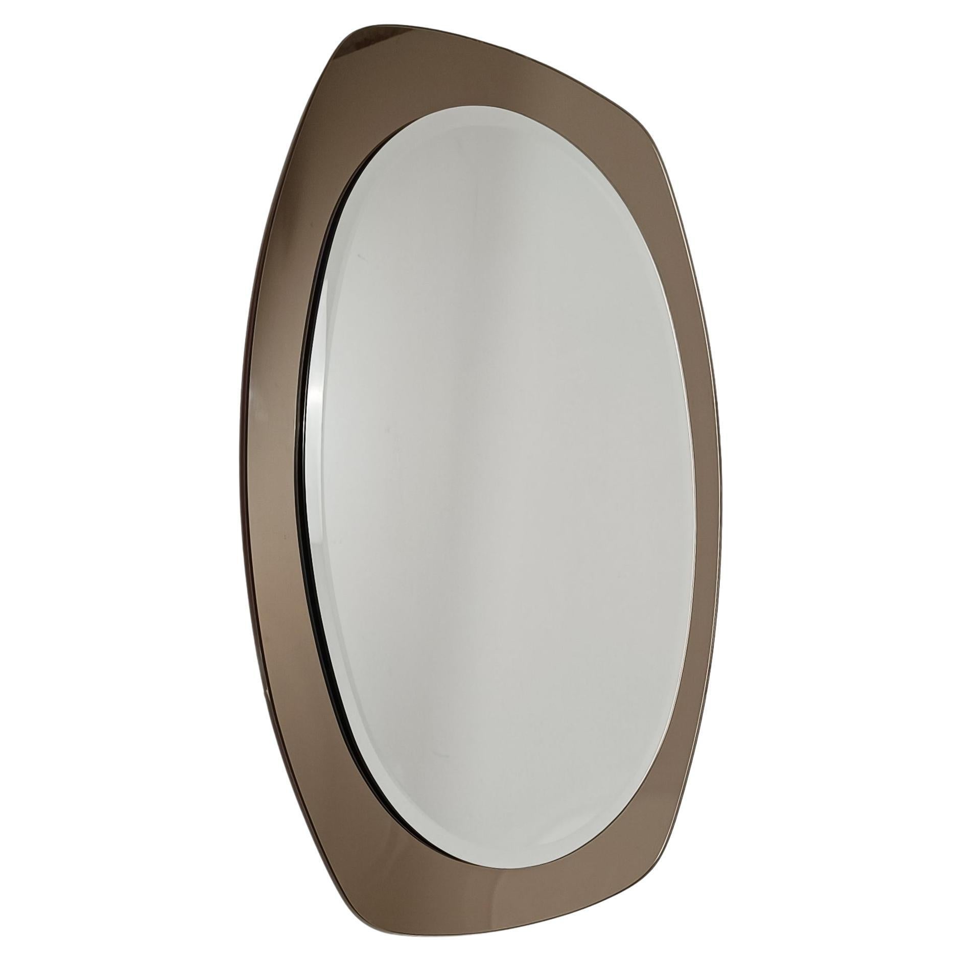 Italian Mid-20th Century Mirror with Bronzed Glass Frame in the style of Veca