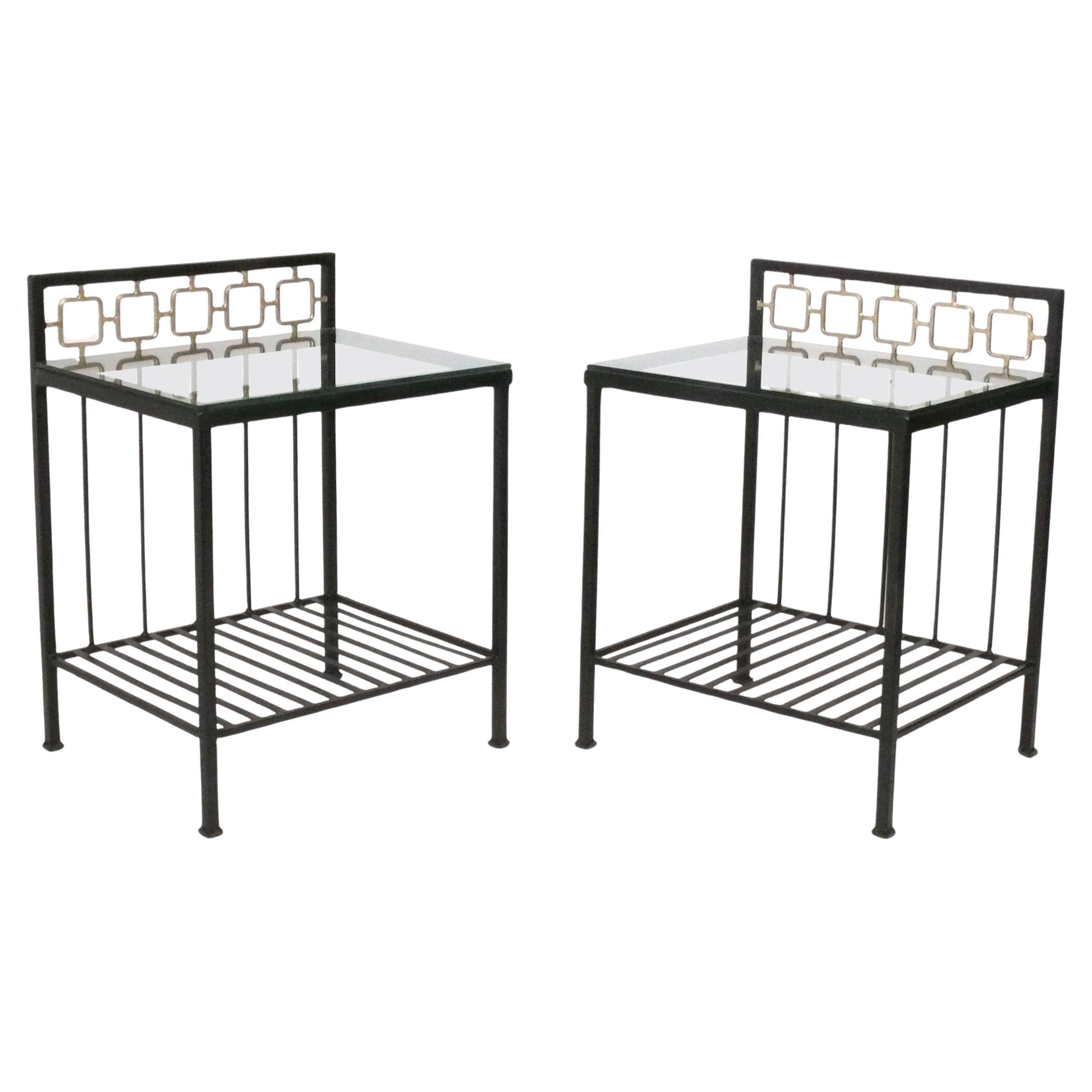 Pair of Parcel Gilt Iron Nightstands